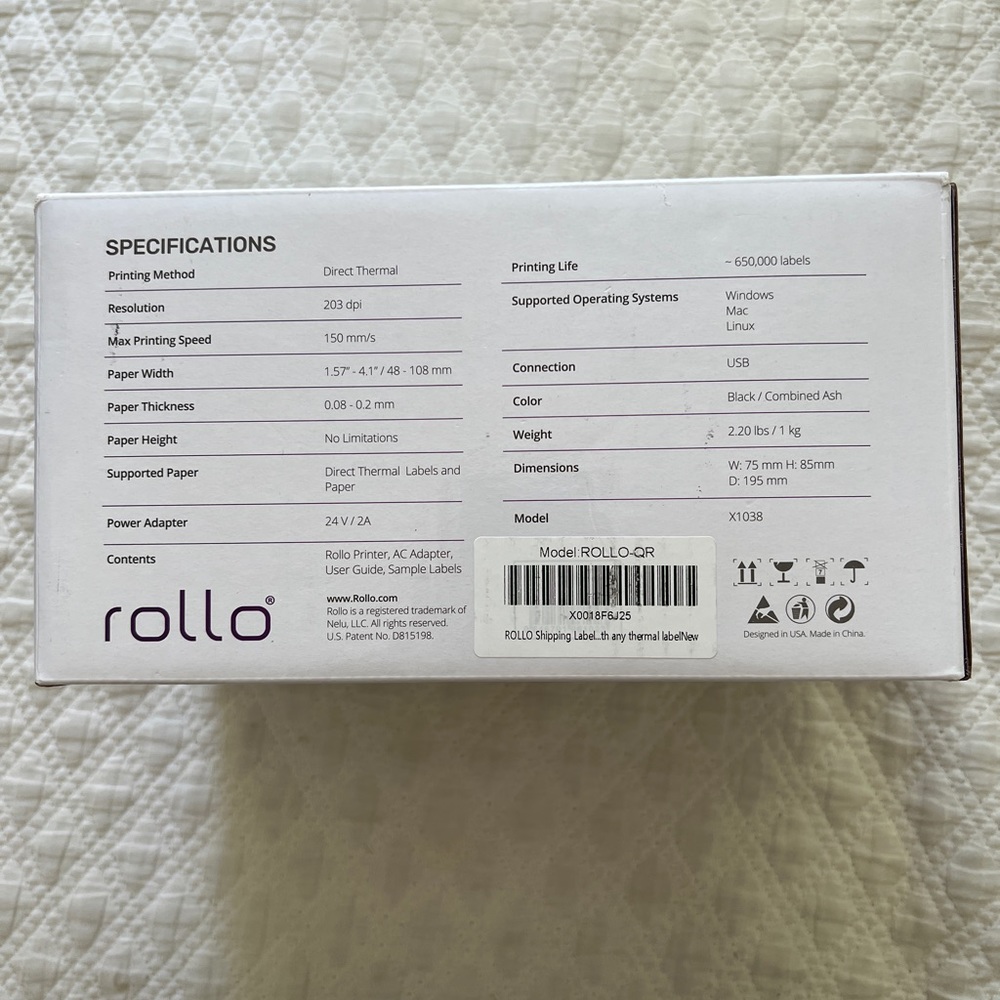 Rollo printer with 500 labels